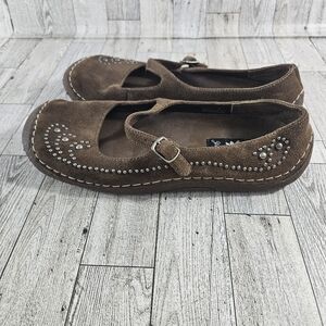Yellowbox Click Maryjane’s Shoes Size 8 Embellished Brown Suede Boho Comfort